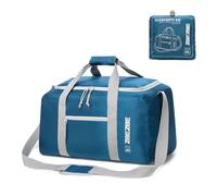 ZBEZBE Foldable Travel Duffel Bag, Lightweight & Easy to Carry Water-Repellent Duffle Bag - 2-Way Zipper & Interior Pouch, Ideal for Weekend Trips, Daily Use, Gym & Sports, Navy Blue, L, Water
