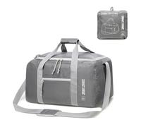 ZBEZBE Foldable Travel Duffel Bag, Lightweight & Easy to Carry Water-Repellent Duffle Bag - 2-Way Zipper & Interior Pouch, Ideal for Weekend Trips, Daily Use, Gym & Sports, Dark Gray, L, Water