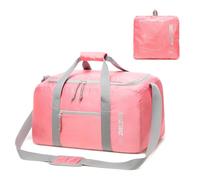 ZBEZBE Foldable Travel Duffel Bag, Lightweight & Easy to Carry Water-Repellent Duffle Bag - 2-Way Zipper & Interior Pouch, Ideal for Weekend Trips, Daily Use, Gym & Sports, pink, 37L, Water Resistant