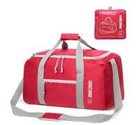 ZBEZBE Foldable Travel Duffel Bag, Lightweight & Easy to Carry Water-Repellent Duffle Bag - 2-Way Zipper & Interior Pouch, Ideal for Weekend Trips, Daily Use, Gym & Sports, Deep Fuchsia, 105L, Water