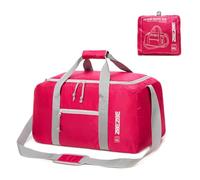 ZBEZBE Foldable Travel Duffel Bag, Lightweight & Easy to Carry Water-Repellent Duffle Bag - 2-Way Zipper & Interior Pouch, Ideal for Weekend Trips, Daily Use, Gym & Sports, Fuchsia, 105L, Water