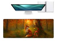 zbezbe Fox Large Mouse Pad, Anti Slip Rubber Base Mousepad Woodland Extended Desk Mat, Cute Owl Lantern Mousepads Gifts Decor Computer Accessories for Office Home Gaming Workbench, 31.5x11.8x0.12 Inch
