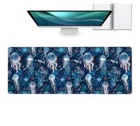 zbezbe Jellyfish Large Mouse Pad, Anti Slip Rubber Base Mousepad Underwater Extended Desk Mat, Fish Coral Mousepads Gifts Decor Computer Accessories for Office Gaming Workbench, 31.5x11.8x0.12 Inch