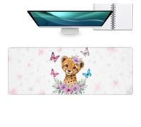 zbezbe Leopard Large Mouse Pad, Anti Slip Rubber Base Mousepad Cute Extended Desk Mat, Sweet Cheetah Mousepads Gifts Decor Computer Accessories for Office Home Gaming Workbench, 31.5x11.8x0.12 Inch