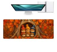 zbezbe Squirrel Large Mouse Pad, Anti Slip Rubber Base Mousepad Woodland Extended Desk Mat, Maple Leaves Mousepads Gifts Decor Computer Accessories for Office Gaming Workbench, 31.5x11.8x0.12 Inch