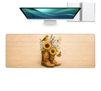 zbezbe Western Cowboy Large Mouse Pad, Anti Slip Rubber Base Mousepad Retro Extended Desk Mat, Boots Bird Mousepads Gifts Decor Computer Accessories for Office Gaming Workbench, 31.5x11.8x0.12 Inch