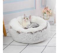 ZBFGEPLV Long Plush Round Cat Bed For A Comfy And Fashionable Nap 1Pcs(Coffee,60CM)