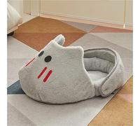 ZBFGEPLV Semi-enclosed Cat Kennel Winter Warm Slippers Pet All-season Universal Breathable Non-slip Gray Dog 1Pcs(Grey,50X34X21CM)