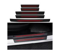ZBGHJL 5Pcs Car Door Sill Protector Strips for VW T5 | Typ 7H/7E | Bj. 2003-2015, Carbon Fiber Threshold Protective Stickers Car Door Sill Strip Anti-Tread Protection Sticker,Red-2