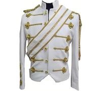 ZBH1985 Slim Sequin Jacket Men's Royal Gown Steampunk Victorian Medieval Gothic Style for Carnival (White, Large)