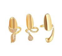 ZBIianxer 3Pieces Trendy Open Knuckles Rings with Brilliant | Nails Rings Suitable for Nails Accessories and Gifts, Easy to Wear Manicure Jewelry for Nightclubs