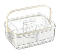 ZBIianxer 5 Section Snacks Organiser Divided Fruit Serving Tray with Leakproof Lid Ice Compartment PET Kitchen Essential Multi Compartment Chilled Fruit Tray for Parties