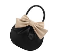 ZBIianxer Compact PU Handbag Contemporary Top Handle Bag Bows Charm Trendy Pleated Design Evening Purse for Women and Girls Round Handbag for Party and Travel Use