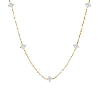 ZBIianxer Delicate Gold Plated Charm Pendant Necklace Adjustable Collarbone Chain with Sparkling Zirconia Dainty Clavicle Chain Jewelry with Sparkling Zirconia Perfect for Dinner Party Anniversary