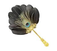 ZBIianxer Delicate Peacocks Feathered Decorative Fan Sturdy Frame Wedding Ceremony Fan for Themed Parties and Celebration Wedding Ceremony