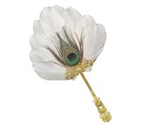 ZBIianxer Delicate Peacocks Feathered Decorative Fan Sturdy Frame Wedding Ceremony Fan for Themed Parties and Celebration Wedding Ceremony