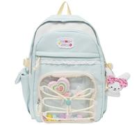 ZBIianxer Enchanting Charm Decorated Clear Rucksack Waterproof Nylon Fabric Organizational Pockets Comfortable Design School Outdoor Activities Waterproof Nylon School Backpack