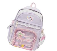 ZBIianxer Enchanting Charm Decorated Clear Rucksack Waterproof Nylon Fabric Organizational Pockets Comfortable Design School Outdoor Activities Waterproof Nylon School Backpack
