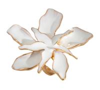 ZBIianxer Gorgeous Adjustable Rings with Large Pearls Flower for Event Exaggerated Jewelry Trendy Women ' s Accessories Sea Star Statement Rings