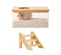 ZBIianxer Hamster Bathing Box with Natural Wood Cover Spacious Interior Designs Pet Supplies Suitable for Hamsters Lagomorph Activity Cage