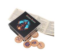 ZBIianxer Hand Carved Wooden Symbols Set for Divination with Guide and Storage Bag Witch Sign Stone Sacred Symbol Engraved Sign Pocket Stone