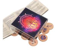 ZBIianxer Hand Carved Wooden Symbols Set for Divination with Guide and Storage Bag Witch Sign Stone Sacred Symbol Engraved Sign Pocket Stone