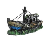 ZBIianxer Handcrafted Fish Tanks Ornament Miniature Wrecked Ship Artificial Boats Aquariums Decoration for Underwater Sceneries Pirates Ship Shipwrecks