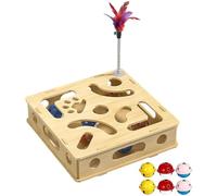 ZBIianxer Interactively Cats Puzzle Game Box with Wooden Mazes and Bells for Mental Stimulation Fun and Cognitive Challenge Interactively Toy