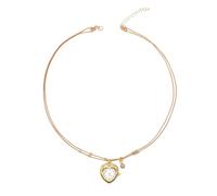 ZBIianxer Kirsite Multi Strand Timepiece Necklace Sensitive Skin Friendly Dainty Collarbone Chain for Her Heart Clock Pendant Necklace