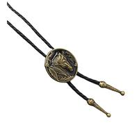ZBIianxer Mens Adjustable Leather Cord Bolotie With Metal Badge Pendant Vintage Western Rodeos Outfit Shirt Chain Necktie Necklace