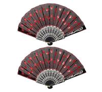 ZBIianxer Of 2 Lace Handheld Fan with Ornate Embroidery Glittering Sequins Spanish Flamenco Hand Parties and Decors Embroidery