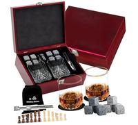 ZBIianxer Premium Whiskeys Accessories Set with Double Glasses Frosted Ice Rock and Chess Styles Presentation Case Whiskeys Glasswares Set with Ice Stone