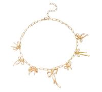ZBIianxer Romantics Moving Fringe Necklace for Her Elegant Bowknot Designs Collarbone Chain Jewelry Accessory Bows Necklace
