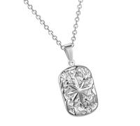ZBIianxer Stainless Steel Pendant Necklace Textured Rectangle | Link Chain Jewelry Casual Party Outfit Refined Accent, Everyday Layered Look Clear Highlight, Modern Outfit Detail
