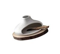 ZBIianxer Tiny Ceramic Chimney Dispenser with Wood Plate Excellent for Calmness and Regular Use Simple Maintenance Delicate Small Scent Container Crafted