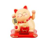 ZBIianxer Tiny Solar Started Successful Puss Sculpture with Dynamic Arm Motion Suitable for Automobile Home Deck Solar Successful Puss Car Decoration