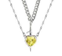 ZBIianxer Unique Heart And Swords Necklace Set Representing Inner Strength And Bravery For Couples Or Friend As A