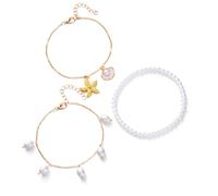 ZBIianxer Vacation Anklet Adjustable Multilayer Shell Starfishes Bead Decoration Lightweight Foot Jewelry for Women Layering Beach Vacation Anklet with Shell Charm