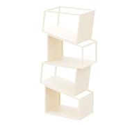 ZBJDX Creative Industrial Bookshelf, Open Etagere Bookcase With Metal Frame, Freestanding Corner Bookcase With Storage Cabinet, for Living Room, Bedroom,White,4 tier