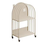 ZBJDX Kids Bookshelf, Multi-Tiered Bookcase with Casters, Stable Bookshelf Narrow Book Shelves Storage Organizer for Book Cd Movie,White,2 tier