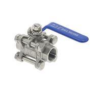 ZBJGBUIA 1/2" DN15-DN100 3 Piece Full Port Ball Thread Type Stainless Steel 304 1000psi Handle with Blue Vinly Insulation(3/8 Inch)