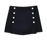 ZBJZUIMEI Long Skirt Women's Skort Blue White Pants Woman Summer Button Elegant Skirts High Waist Casual Asymmetrical Shorts-Blue-m