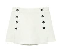 ZBJZUIMEI Long Skirt Women's Skort Blue White Pants Woman Summer Button Elegant Skirts High Waist Casual Asymmetrical Shorts-White-m