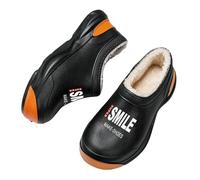 ZBJZUIMEI Memory Foam Slippers Chef Shoes Add Velvet Waterproof Men Indoor Warm Footwear Men's Work Thick Bottom Non-slip Fashion-black-40-41
