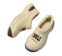 ZBJZUIMEI Memory Foam Slippers Chef Shoes Add Velvet Waterproof Men Indoor Warm Footwear Men's Work Thick Bottom Non-slip Fashion-khaki-36-37