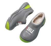 ZBJZUIMEI Memory Foam Slippers Chef Shoes Add Velvet Waterproof Men Indoor Warm Footwear Men's Work Thick Bottom Non-slip Fashion-gray-36-37