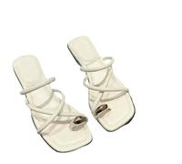 ZBJZUIMEI sandals for women Slipper Woman Summer Flat Heel Roman Shoes Low Heels Footwear Gladiator Open Toe Beach Ladies-white-36