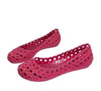 ZBJZUIMEI sandals for women Summer Women's Baotou Hollow Out Shallow Flat Sole Soft Bottom Non Slip Breathable Beach Sandals-rosy Red-40