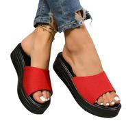 ZBJZUIMEI sandals for women Trend Soft Bottom Wedge Summer Lightweight Platform Shoes Fashion Outdoor Shoes-red-43