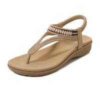 ZBJZUIMEI sandals for women Vintage Women's Brand Casual Comfortable Female Flats Summer Gladiator Shoes-apricot-40